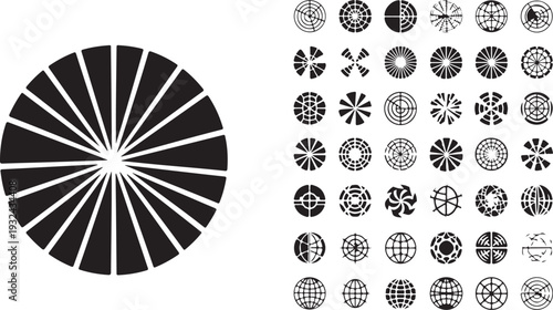 isolated white background Abstract Geometric Shapes and Globe Icons: Modern Design Elements