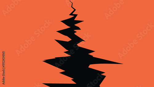 Abstract Cracked Ground Illustration on Orange Background