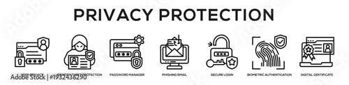 Privacy Protection web banner icon illustration concept