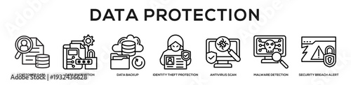 Data Protection web banner icon illustration concept