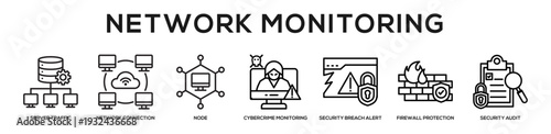 Network Monitoring web banner icon illustration concept