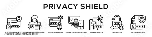 Privacy Shield web banner icon illustration concept