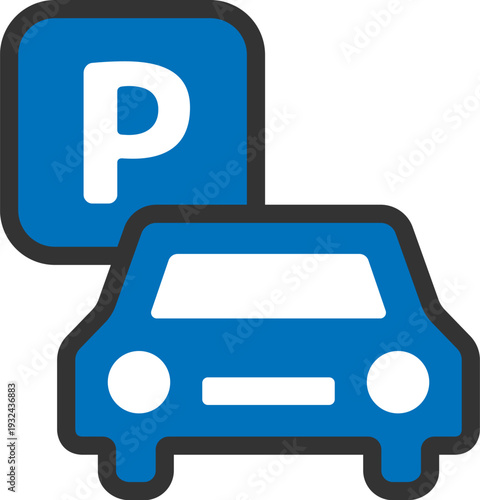 駐車場（パーキング）のアイコン（線画カラー）のイラスト