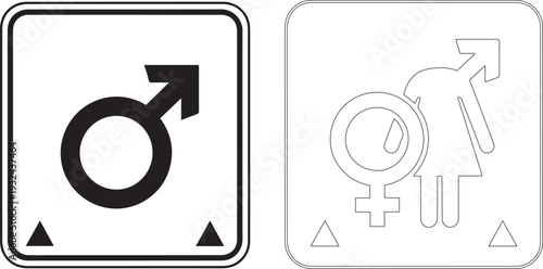 Male and combined gender symbols in square frames