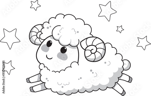 おひつじ座のイラスト モノクロ