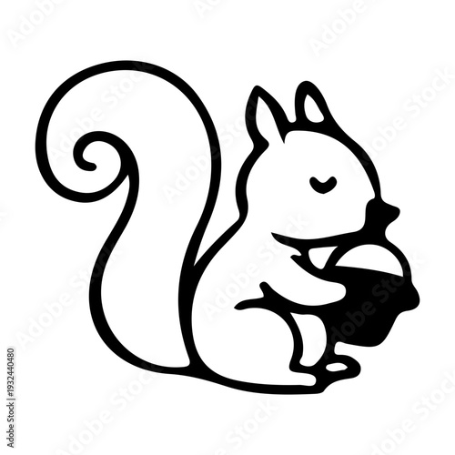 Cute Squirrel with Acorn Icon