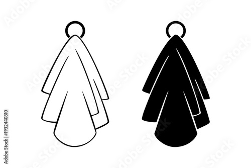 Hand towel icon, Hanging hand towel symbol. isolated on a white background. Flat vector illustration