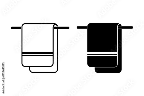 Towel icon, Hanging towel icon. isolated on a white background. Flat vector illustration