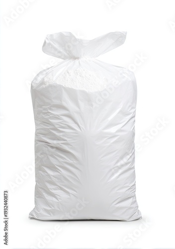 White plastic bag filled with white material