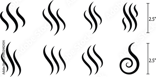 Steam and Swirl Icon Set for Coffee, Aromatherapy, and Decorative