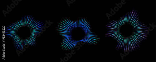 Podcast wave collection with neon gradient circular patterns,