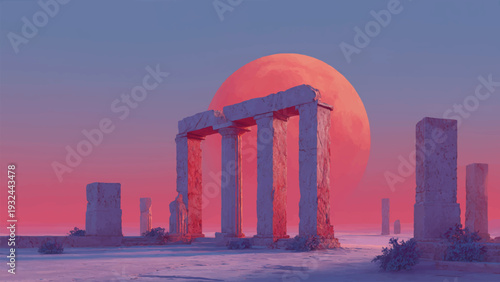 vector graphic giant moon for wall art, background, poster