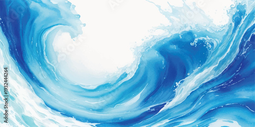 Minimal Blue Water Wave Watercolor Abstract Texture Banner Graphic