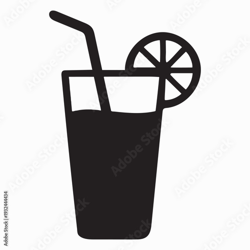 Fresh Juice Glass with Straw Icon