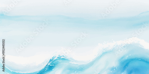 Elegant Soft Blue Watercolor Ocean Wave Texture Abstract Graphic Banner
