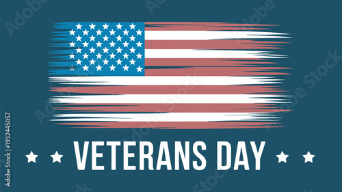 A graphic illustration of the American flag on Veterans Day with a dark blue background