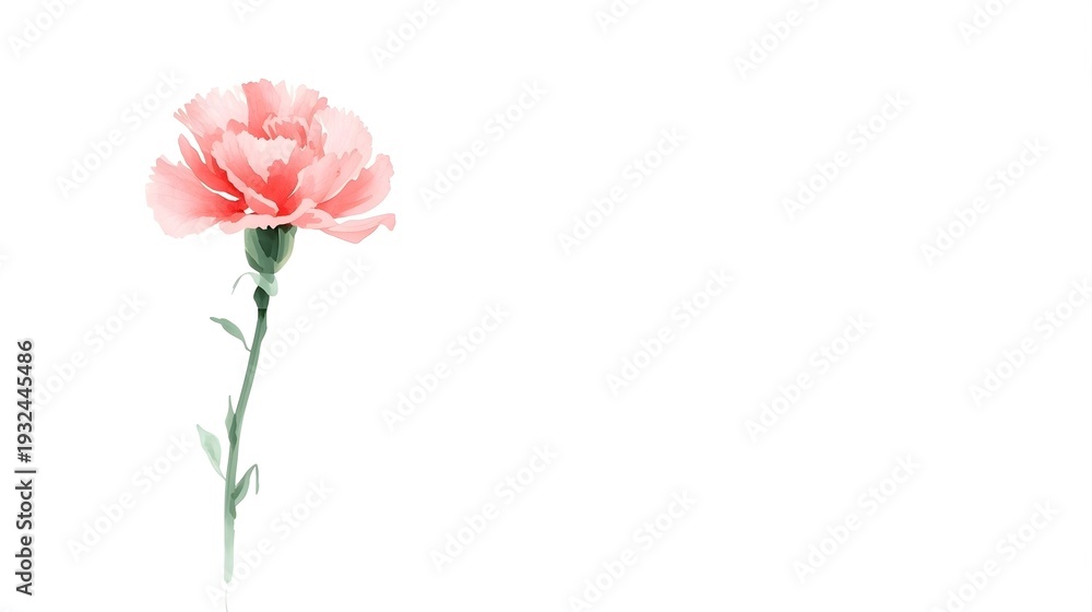 Obraz premium 柔らかな水彩画風の一輪のカーネーション 背景素材