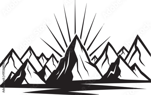 Sunrise over a mountain range with a lake