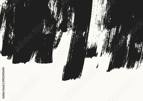 Abstract  paint brush strokes with rough texture and expressive grunge style, minimalist monochrome vector background design.
