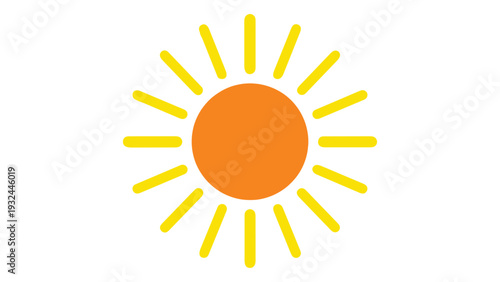 A vibrant illustration of a sun with bright yellow rays emanating from a central orange circle
