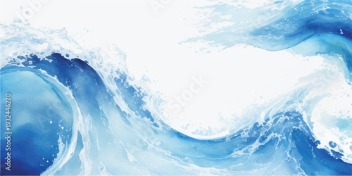Blue and White Fluid Watercolor Ocean Wave Texture Abstract Graphic Resource