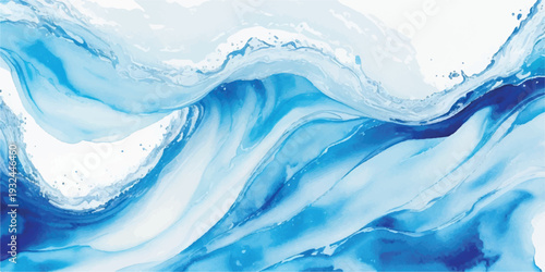 Soft Ocean Blue Watercolor Wave Abstract Background for Banner and Web Design
