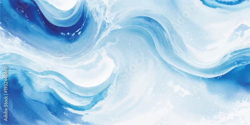 Soft Ocean Blue Watercolor Wave Abstract Background for Banner and Web Design
