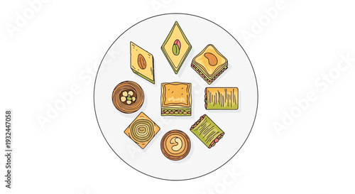 Assorted Baklava Pastries on a Plate A Sweet Middle Eastern Treat.