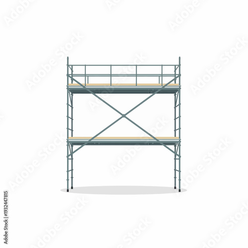 Minimalist flat vector illustration of metal scaffolding structure