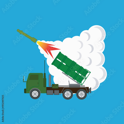 vector design of a vehicle with a guided missile launcher