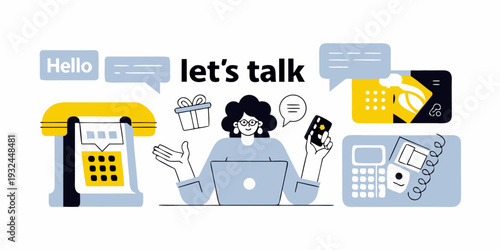 Communication methods a woman uses various devices to connect with others