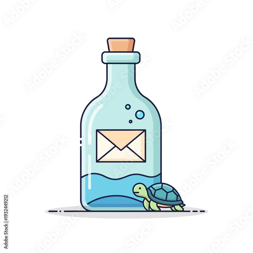 turtle and message in a bottle