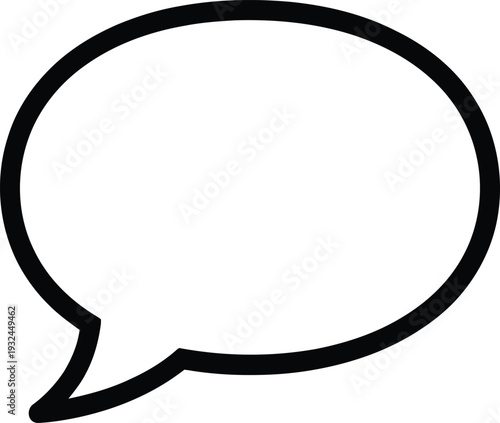A simple black and white illustration depicting a classic speech bubble shape commonly used for dialogue or thought high-quality professional detailed modern elegant stylish clean