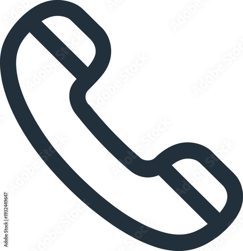A simple monochrome line drawing depicts a classic telephone handset showcasing its curved design and mouthpiece high-quality professional detailed modern elegant stylish clean crisp vibrant