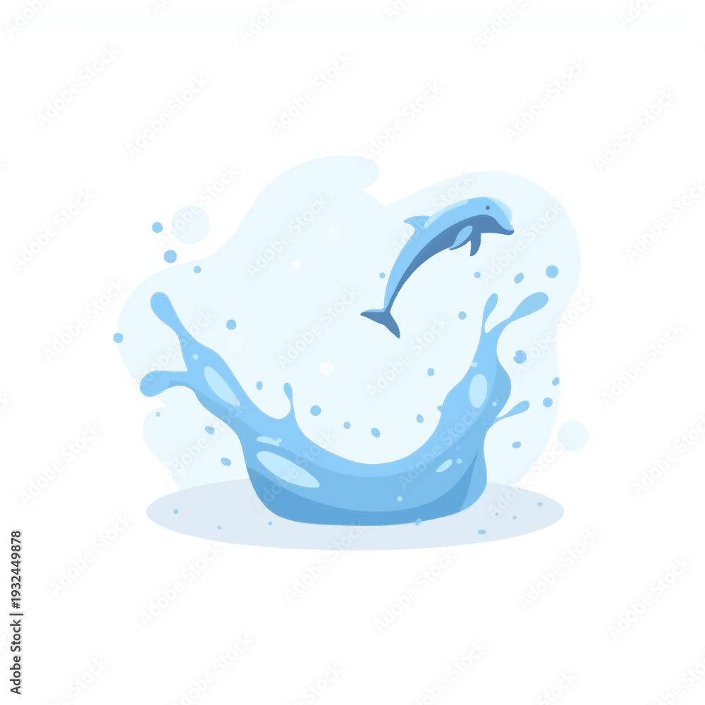 Obraz premium Big Water Splash, Small Dolphin