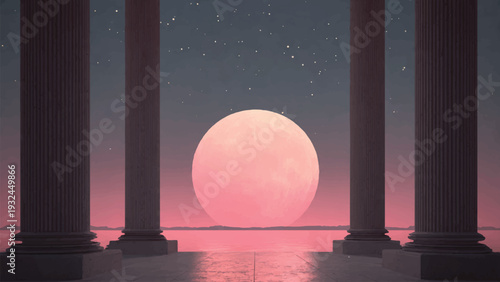 vector graphic giant moon for wall art, background, poster