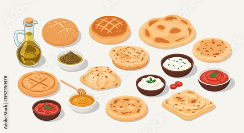 Assortment of Flatbreads and Dips A Culinary Journey.