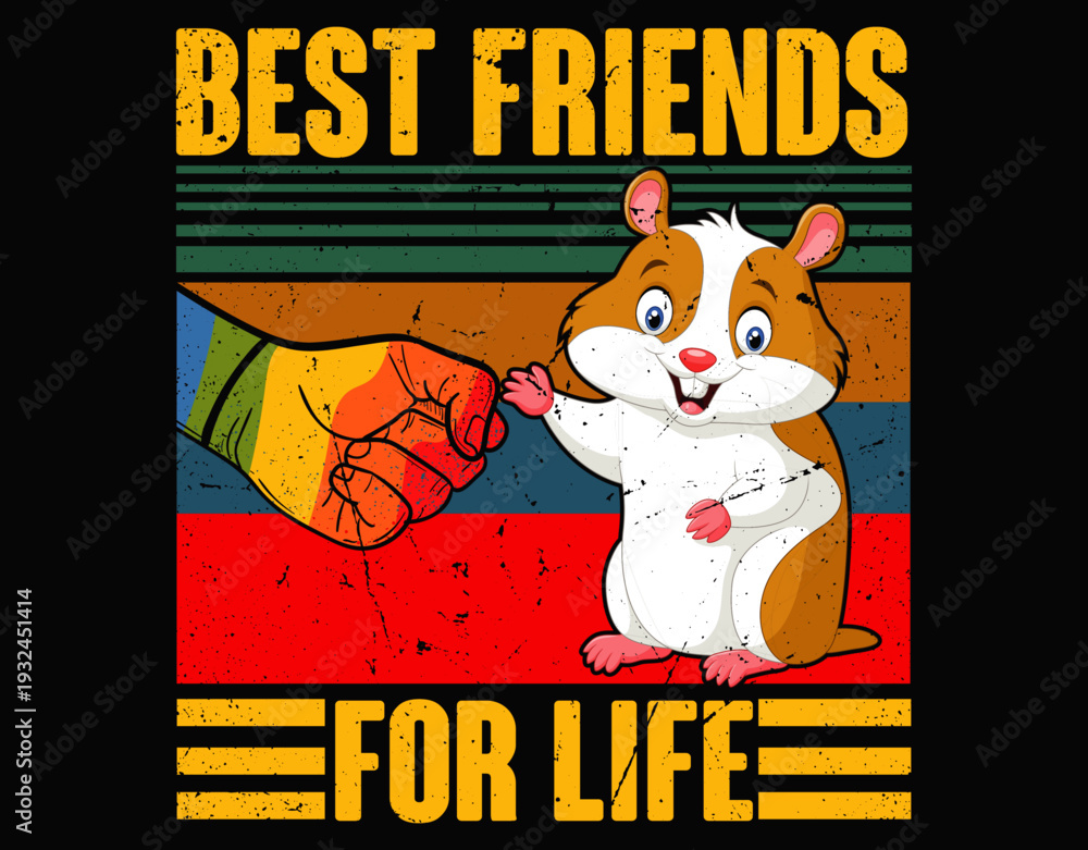 Naklejka premium cute hamster best friends for life t-shirt - printable editable vector art file.