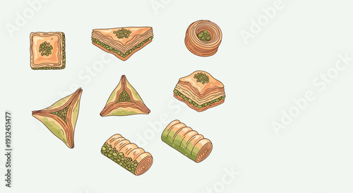 Assortment of Middle Eastern Sweets Baklava Maamoul and More.