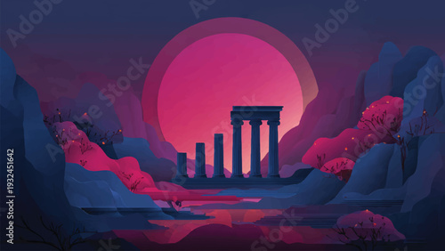 vector graphic giant moon for wall art, background, poster