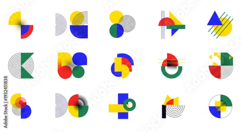 Colorful geometric shapes arranged in a visually appealing and artistic composition.