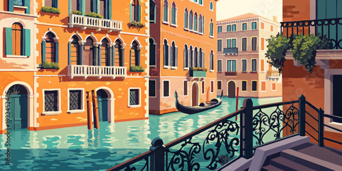 Serene Venetian canal scene with gondola and ornate buildings