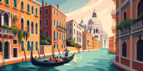 Gondola ride through Venice canal with historic buildings