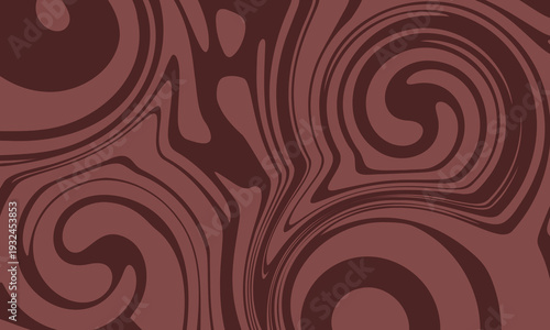 Liquid chocolate swirls and waves pattern background. Abstract caramel  sauce texture. Creamy sweet splashes.