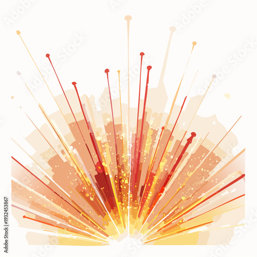 Vector illustration of colorful straws in a glass with incense sticks design elements on black and white backgrounds
