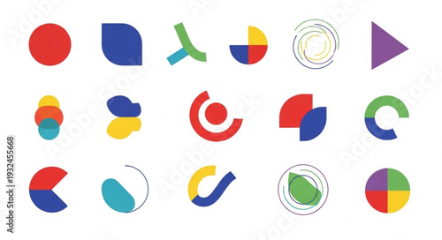 Colorful abstract shapes arranged in a visually appealing pattern, modern design.