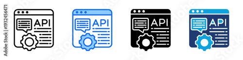 Api Requests Icon Set Multi Style Vector Illustration