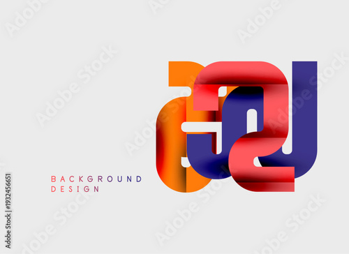 Abstract letter design. Bold colors overlap creating modern visual impact. Simple background enhances graphic element.