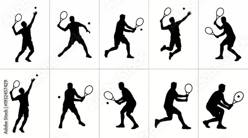Inclusive Sports Vector Silhouette Collection | Tennis, Badminton, Wheelchair Athletes, Doubles, Jump Smash, Dynamic Motion | Minimalist Black-and-White Athletic Diversity Design
