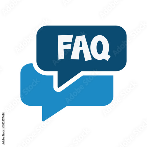 Frequently Asked Questions acronym FAQ displayed on blue speech bubbles for communication concepts